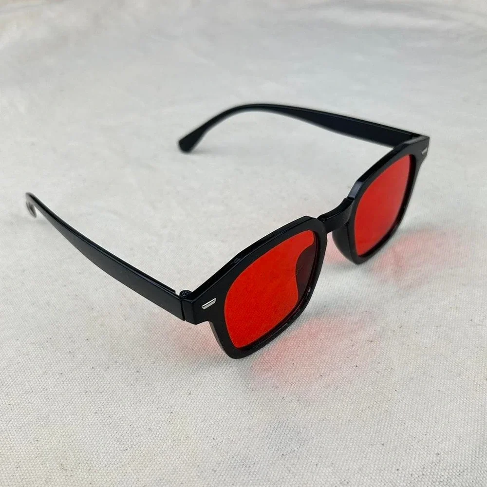 Vintage unique retro style black rounded square sunglasses cyber grunge techno